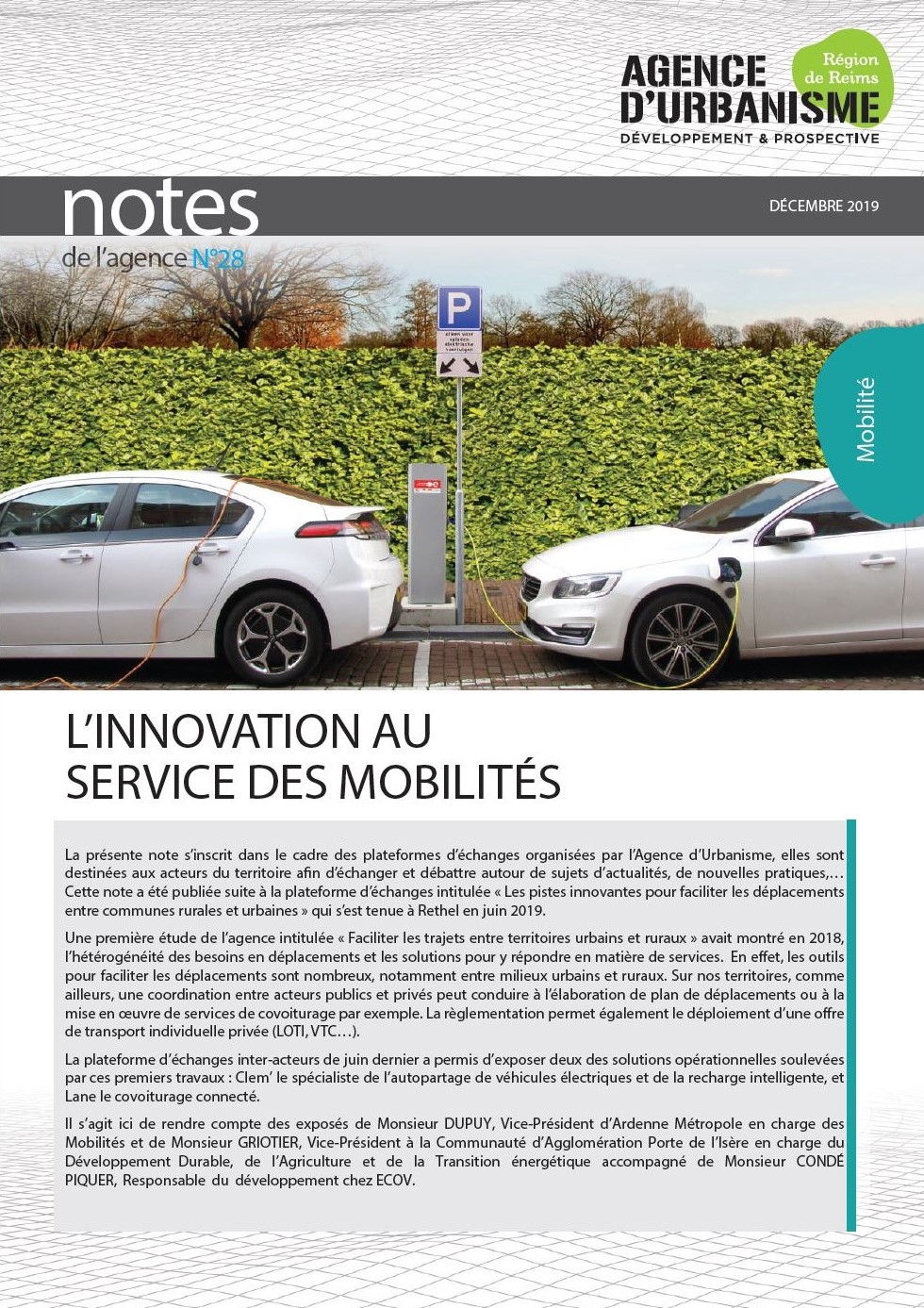 Note n°28 : L'Innovation au service des Mobilités