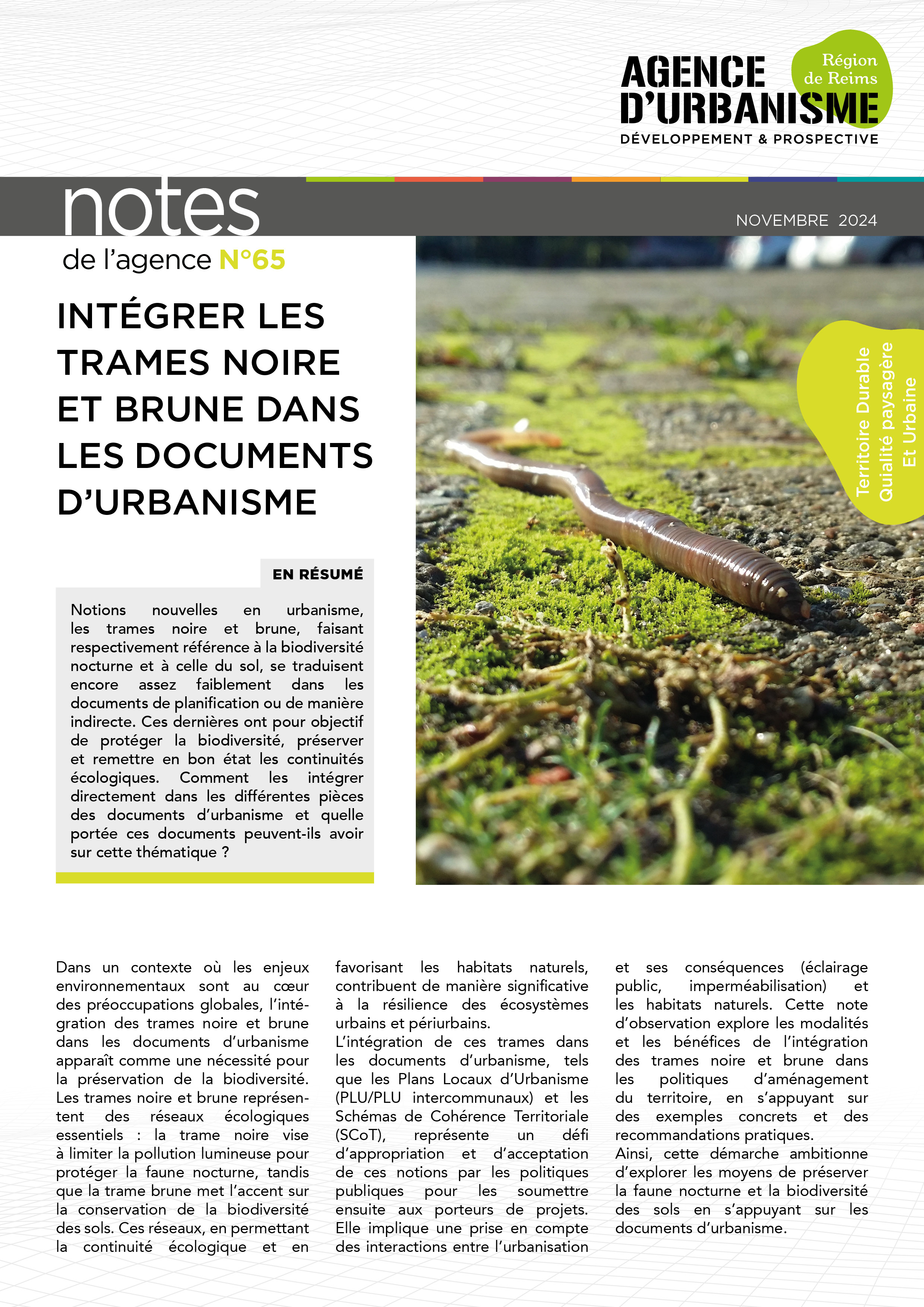 Note 65 : Intégrer les trames noire et brune dans les documents d'urbanisme