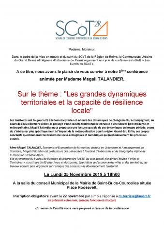 Invitation à la conférence SCoT du 25 Novembre 2019